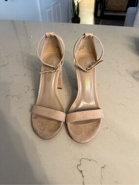 Nude Ankle-Strap Block Heel Sandals